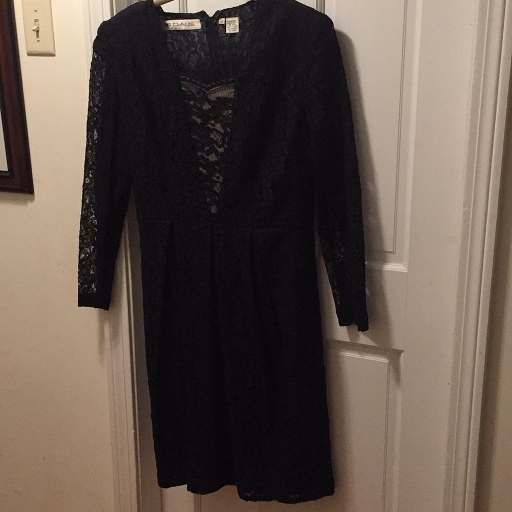 Black lace overlay dress.